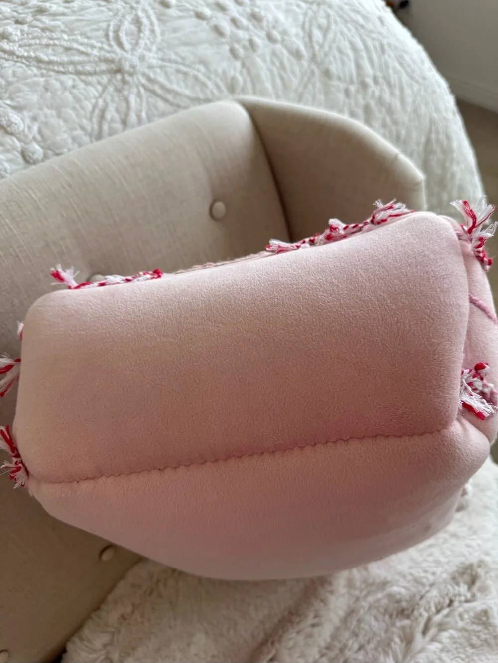 Pottery Barn Pink Gingerbread Pillow Plush Christmas Holiday Decor 18.5”